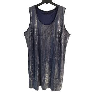 DS Lab sleeveless sequin dress navy blue size 3XL cocktail event luxury classic